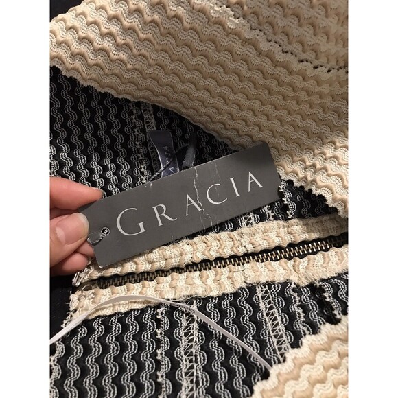Gracia textured mini dress pleated skirt beige black sweetheart Medium NWT prom‎ - Picture 6 of 11